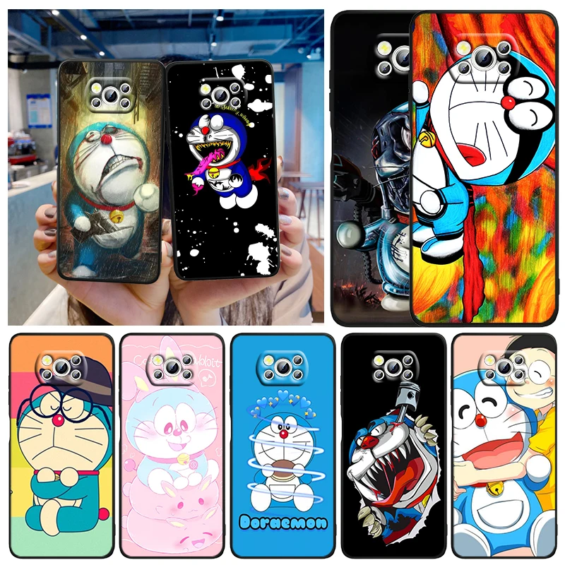 

Cute Doraemon animation For Xiaomi Civi Mi Poco X3 NFC F3 GT M4 M3 M2 X2 F2 Pro C3 F1 Silicone Shell Capa Black Phone Case
