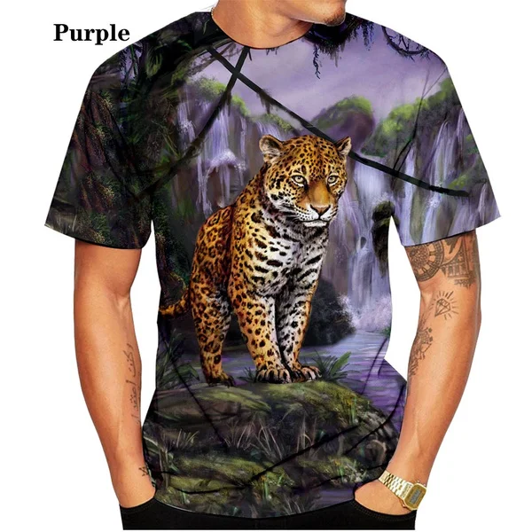 

Men 3D Fire Tiger Printing Short Sleeve T-shirt Summer Hot Style Loose and Comfortable Large Men 2023