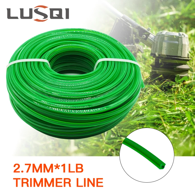 LUSQI 2.7MM*1LB Nylon Grass Trimmer Rope Square Shape Brushcutter Head Line Replacement Lawn Mower Head Accessory For Weed Grass