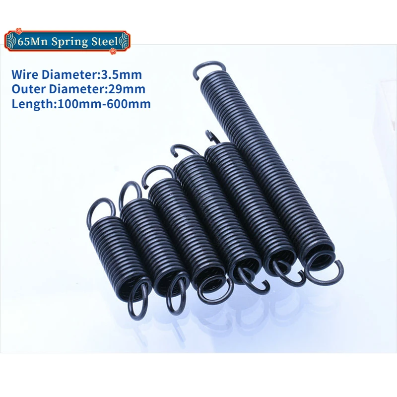 

65Mn Spring Steel Open Hook Tension Spring Pullback Spring Coil Extension Spring Draught Spring Wire Diameter 3.5mm OD 29mm