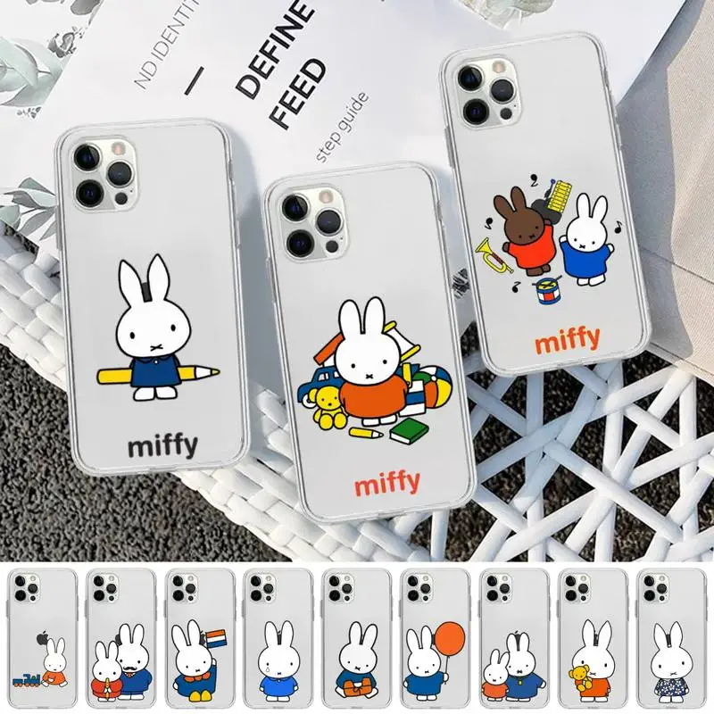 

BANDAI Miffy Phone Case for iPhone 11 12 13 mini pro XS MAX 8 7 6 6S Plus X 5S SE 2020 XR clear case