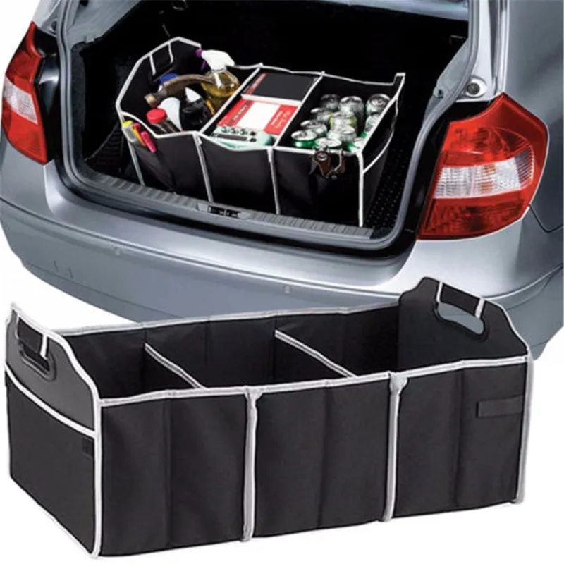 

Car Trunk Storage Box Extra Large Collapsible Organizer With 3 Compartments Home Seat Accessories Interior Storage and organiza
