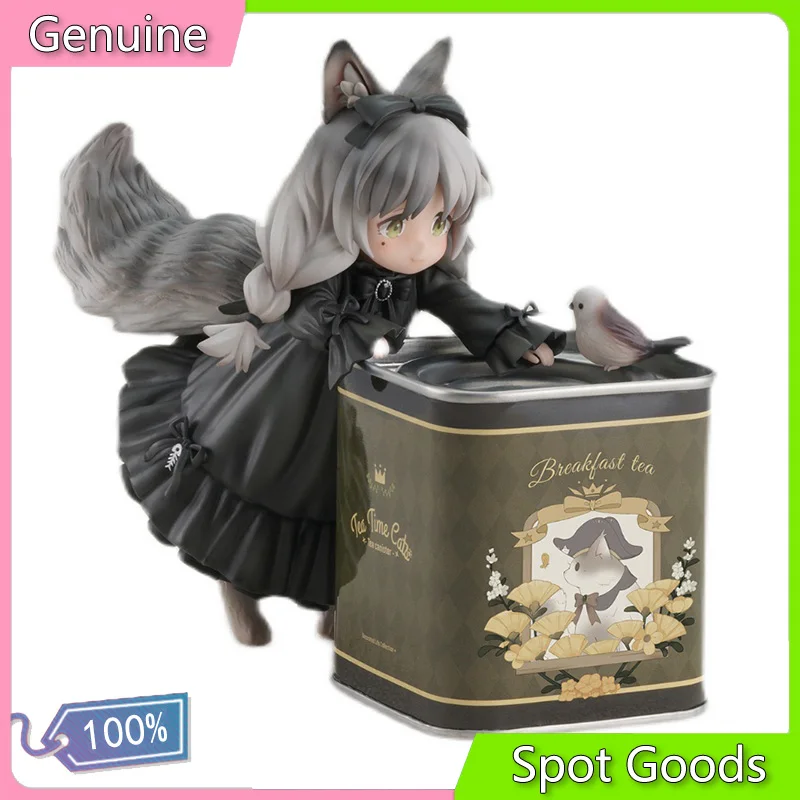 

Anime Tea Party Cat Cute Model Toy Gray Genuine Original Pre-sale Doll PVC Action Decoration Cat Canned Toy Gift