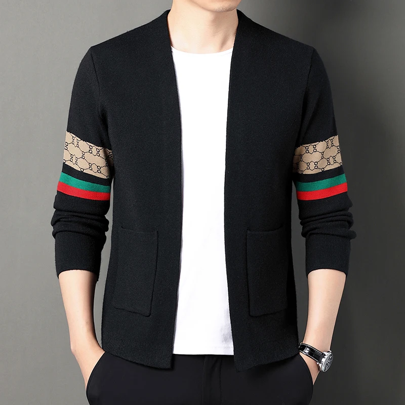 

New Autum Winter Designer Brand Luxury Fashion Knit Cardigans Sweater Men Casual Trendy Coats Jacket Men Clothes