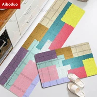 colorful collage high quality thicken kitchen rug lattice plush washable long carpets non slip bathroom mat door mat for home