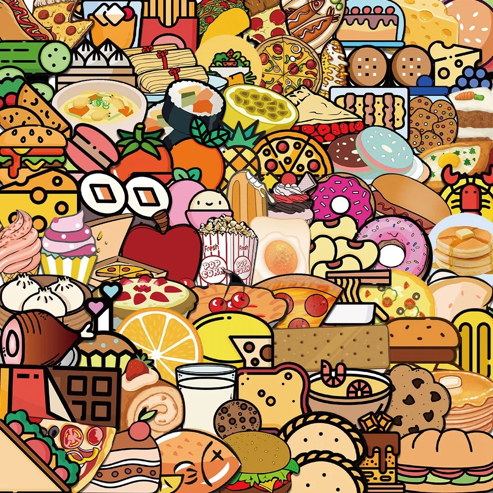 

10/30/50PCS New Food Cartoon Personality Creative Computer Suitcase Mobile Phone Chair Decoration Waterproof Sticker Wholesale