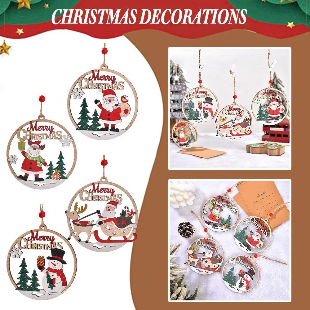 2024 рождественские деревянные подвески подвесные украшения для рождественской