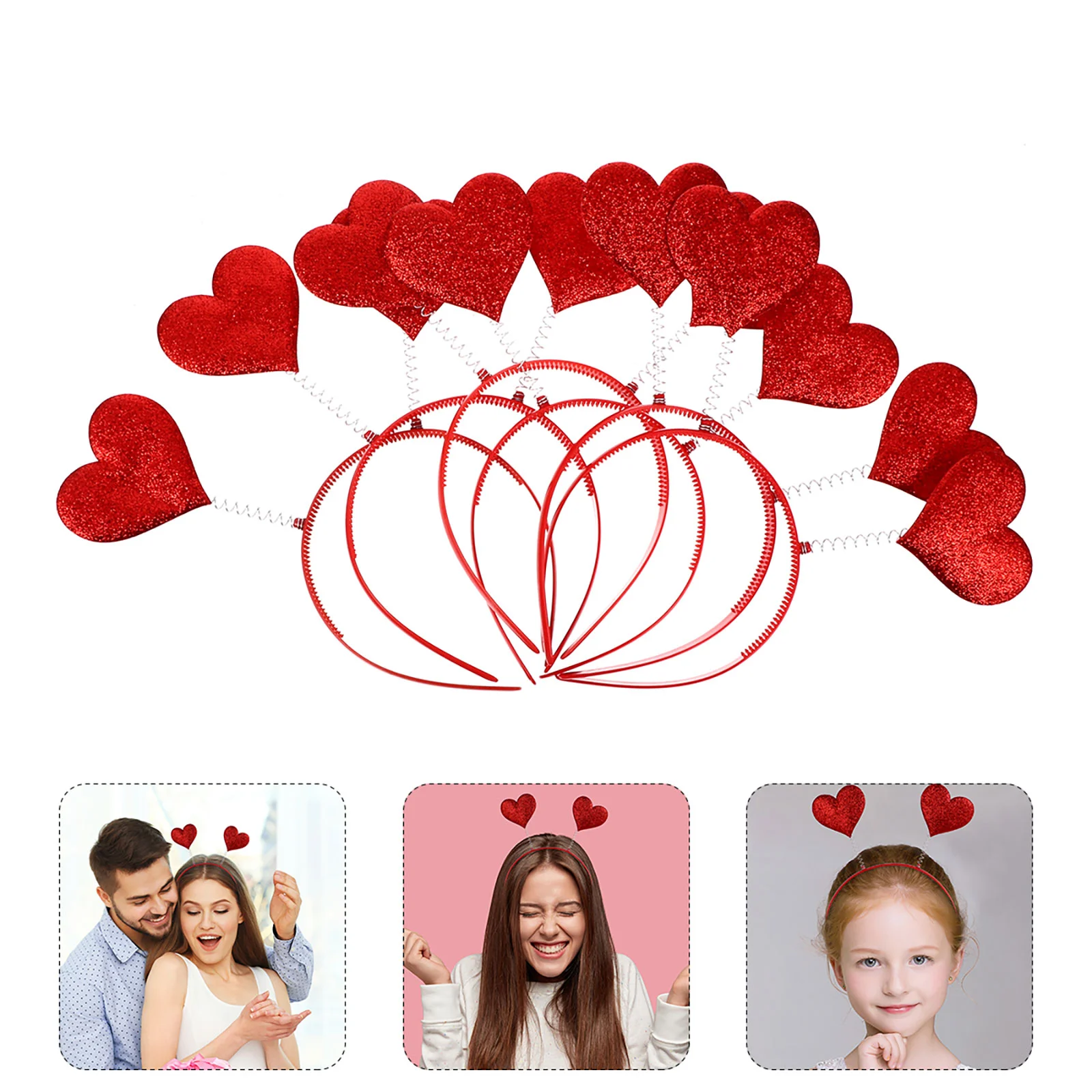 

6PCS Women Heart Hair Party Props Costume Accessory Love Headbands