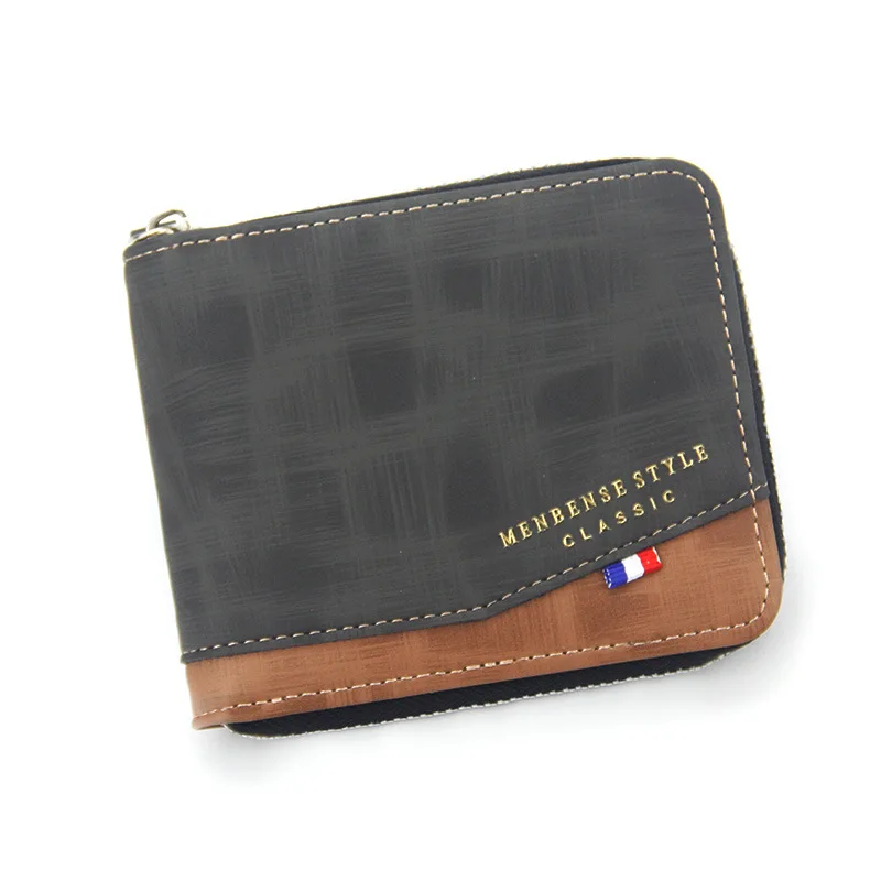 

New Men's Short Wallet Fashion Business Zipper Wallet