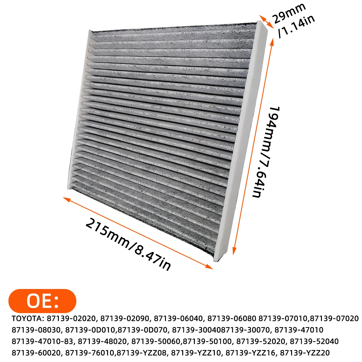 Аксессуары для Toyota Yaris 2007-2018 автомобильные фильтры углеродное волокно 87139-02020