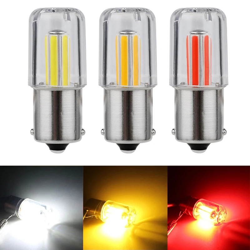 

1Pcs S25 1156 Ba15s 1157 Bay15d Original Glass Shell 6 Sides COB Reverse Turn Signal Car Led Lights Bulb 12V DC Canbus Red Drl