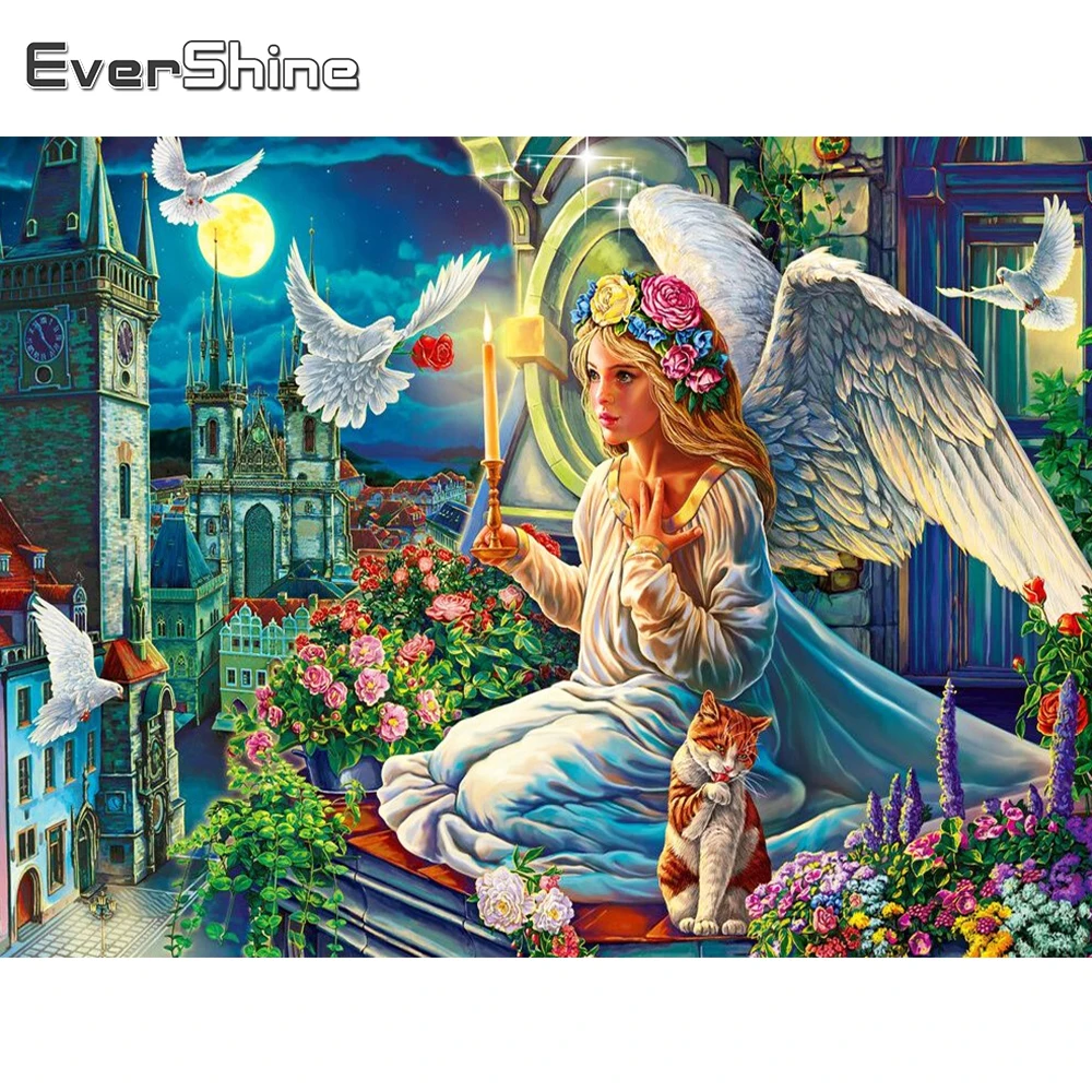

EverShine алмазная вышивка девочка орел картина из страз алмазная мозаика портрет DIY живопись цветы новое поступление стена декор