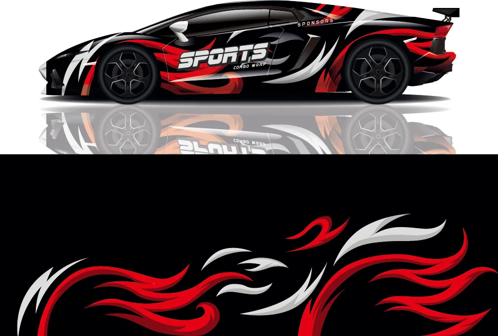 Виниловая наклейка с волнистым рисунком гоночного автомобиля виниловая пленка