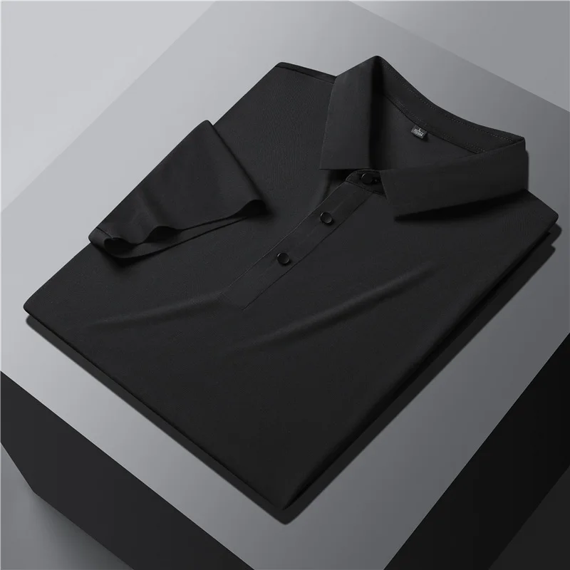 Рубашка-поло мужская с коротким рукавом люксовая однотонная Повседневная модная