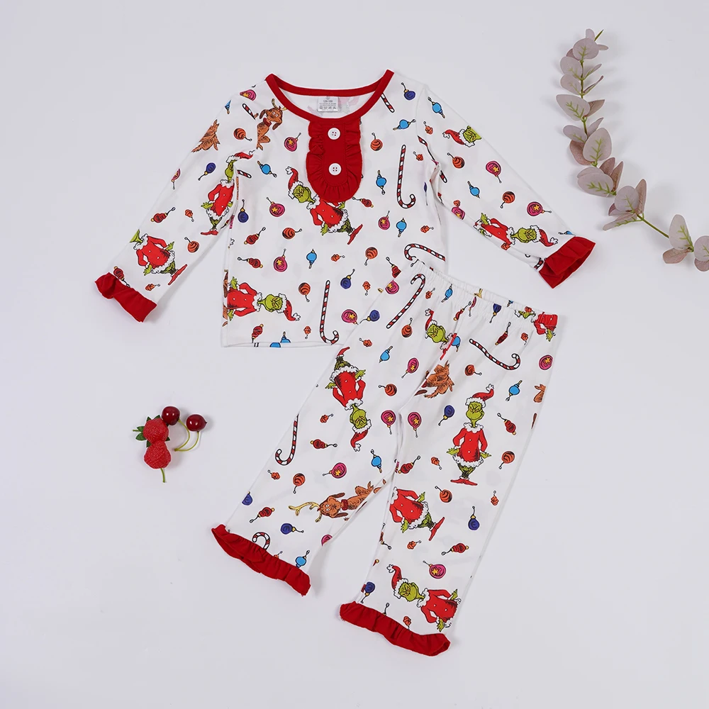 

2022 Рождественский подарок, наряды, комплект одежды для маленьких девочек, детские пижамы с Санта-Клаусом, боди, брюки с длинным рукавом, кост...