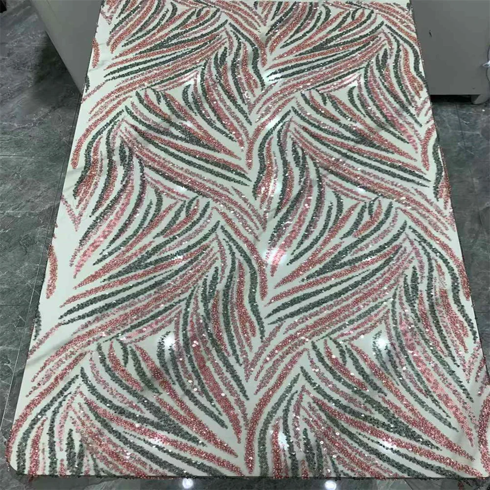 2024 новый дизайн кружевная ткань ручной работы с бисером высокое качество