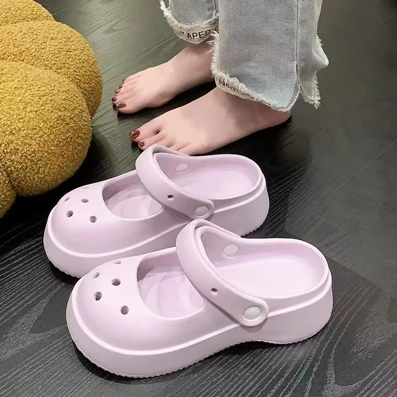 Women's Low Heels Eva Slippers Flat Beach Kawaii Platform Outdoor Summer Women Sandals Fashion Round Toe Comfortable Shoes