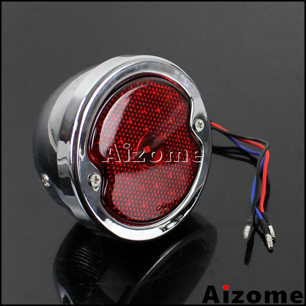 

Мотоциклетный светодиодный задний фонарь с красными линзами для Harley Custom Cafe Racer Bobber Chopper Pickups Универсалы хромированный задний стоп светильник с боковым креплением