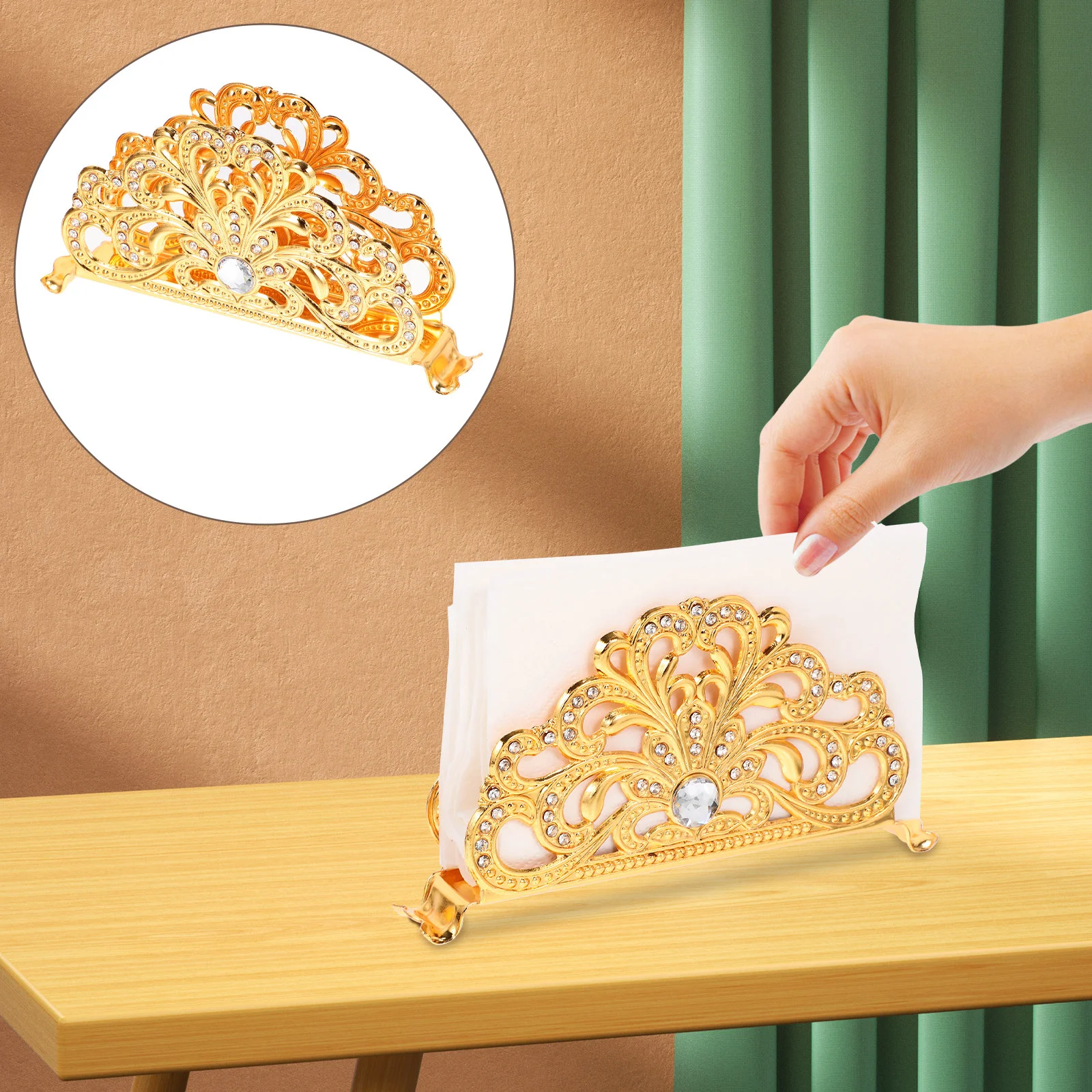 

Vertical Tissue Holder European Napkin Rack Vintage Bathroom Decorations Upright Metal Desktop Household