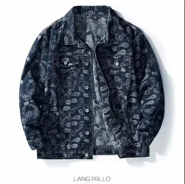 Куртка мужская джинсовая с длинным рукавом модный Свободный Топ рабочая одежда в