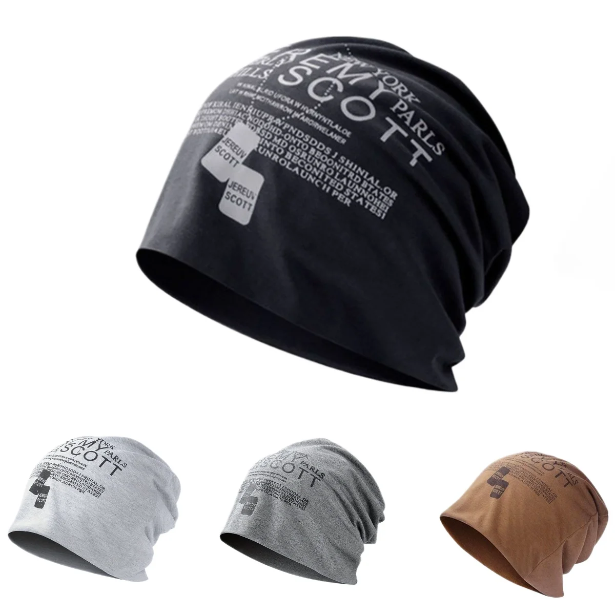 Двухслойная шапка-бини с надписью цвет в ассортименте