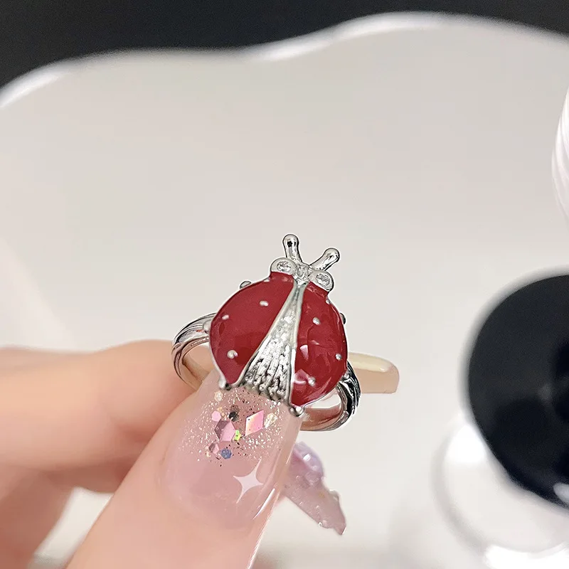 Модное глянцевое красное женское регулируемое кольцо в виде семь звезд Новинка