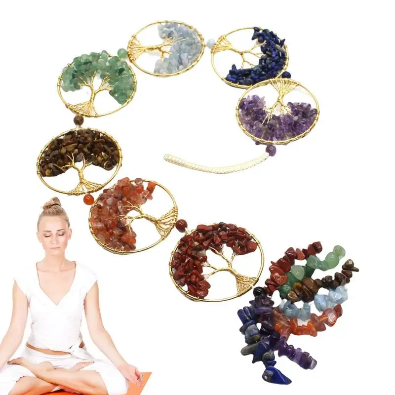 

Crystal 7 Chakras Gemstone Wall Decor Trees Of Life Meditation Ornament Wall Decorations Hanging Home Chakras