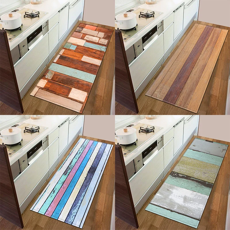 

Color Wood Grain Mat Bedroom Carpet Kitchen Entrance Door Bathroom Non-slip Balcony Room Home Decoration