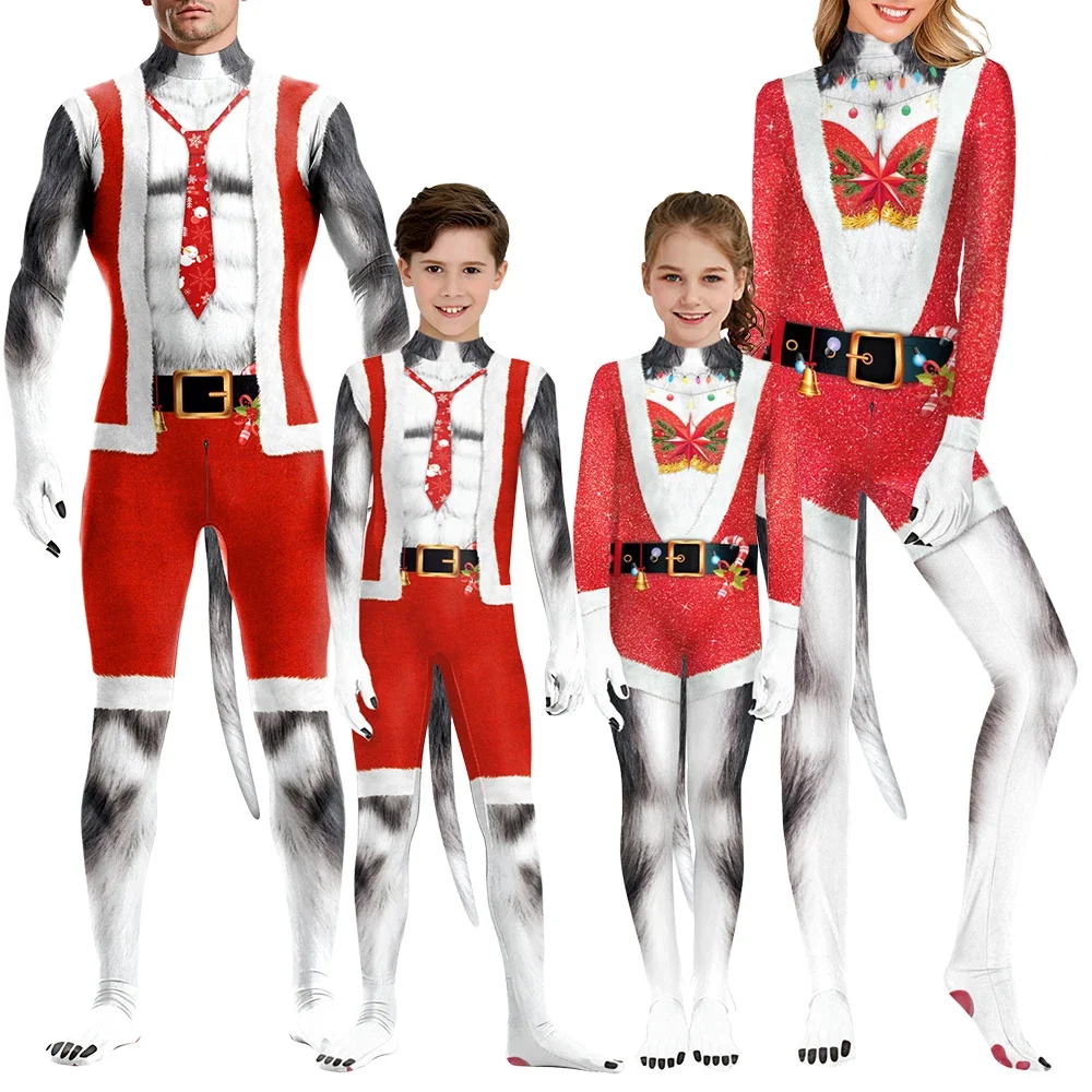 Костюм для косплея с принтом животных взрослых и детей комбинезон длинным