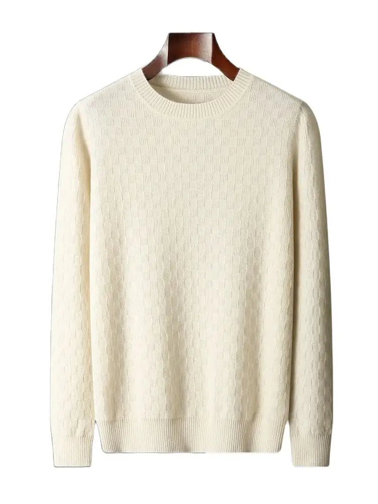 Мужской кашемировый свитер с круглым вырезом на осень/зиму