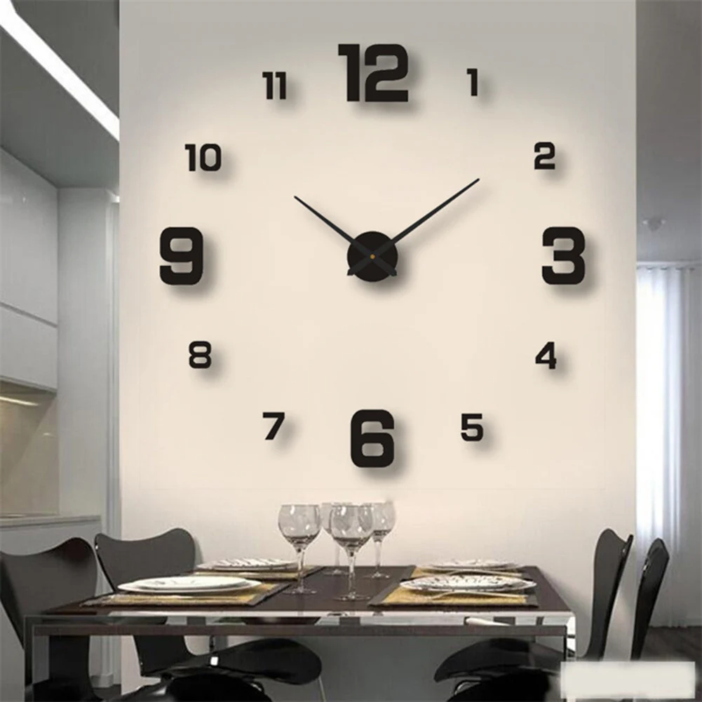 

European Style Fashion 3d Stereo Decorative Wall Clock Acrylic Digital Mirror Wall Sticker Wall Clock Home Modern Decoration