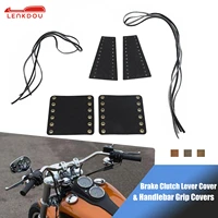 pu leather 22 mm handlebar grip throttle cover brake clutch lever cover for harley dirt bike cafe racer motorcycle accessories