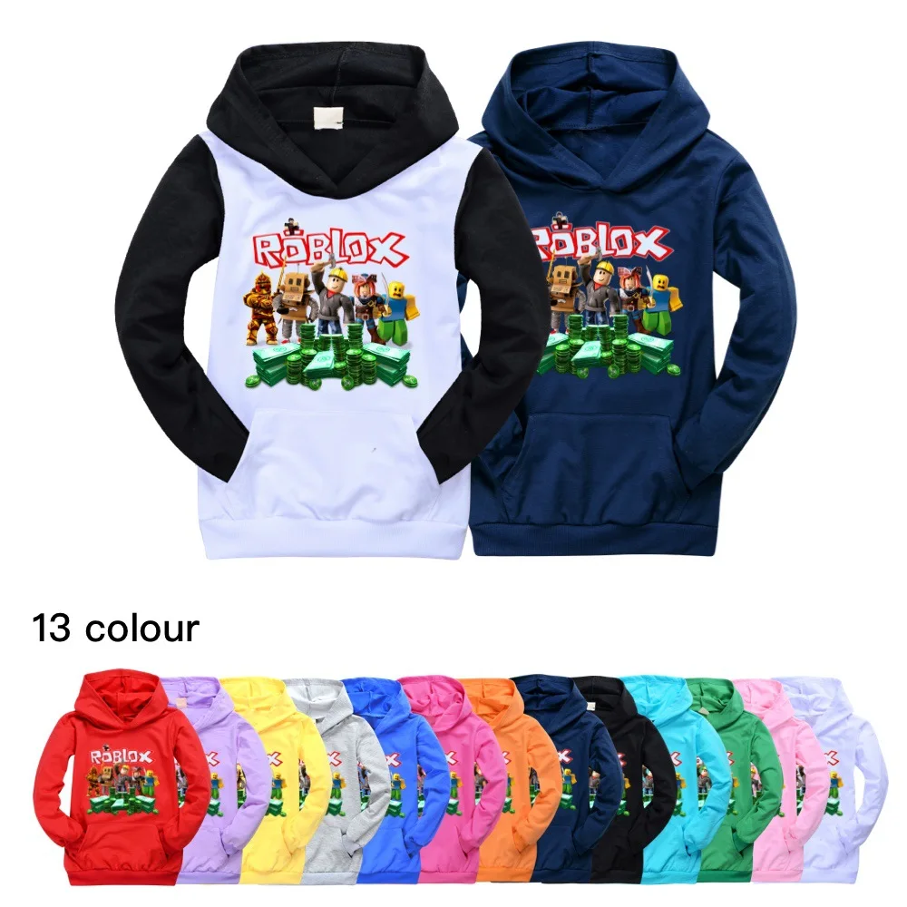 

New 2023 Roblox Digital Hooded Sweater Kid Boys Sports T-Shirt Child Cartoon Sleeve Top 3D Printing Casual Halloween Gift