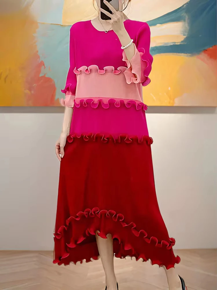 ANLAN осеннее новое деревянное плиссированное платье с грибком и краями ушей для