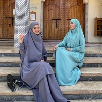 eid hooded muslim women 2 piece jilbab long khimar set abaya nida hijab dress prayer garment ramadan gown abayas skirt set niqab