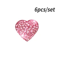 6 piece bling stickers heart shaped sparkling thermostability scratch resistant easy installation rhinestone decor pink