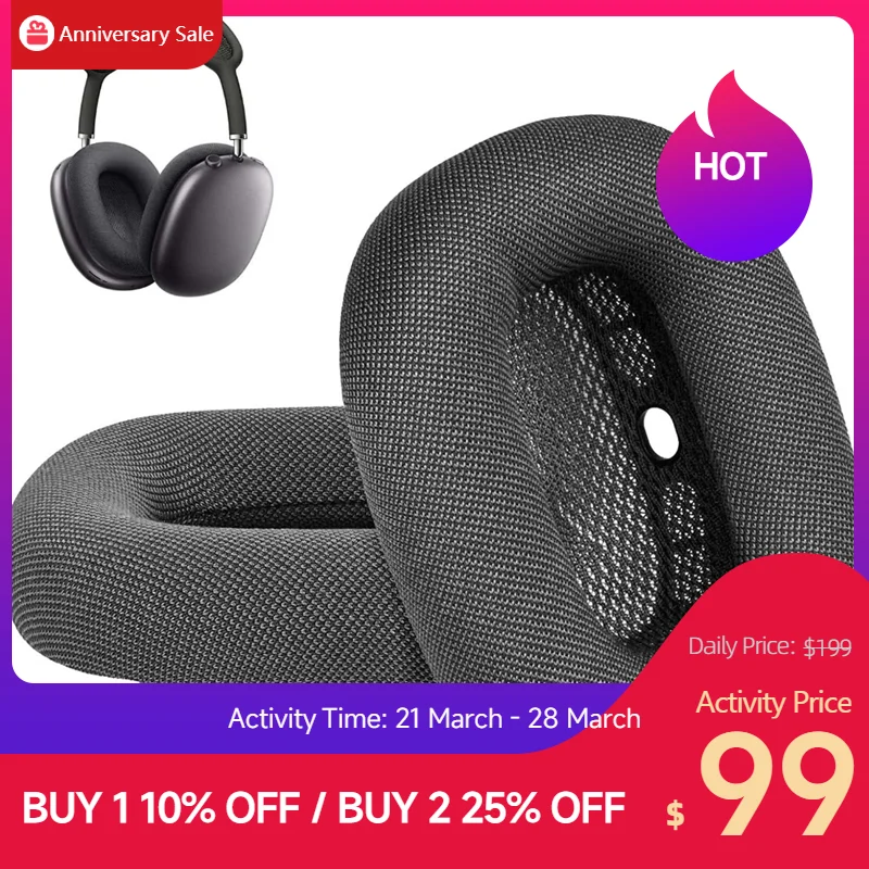 Opaska wymienna Ivinxy piankowe nauszniki poszewka na poduszkę do słuchawek Apple AirPods Max silikonowa opaska głowę