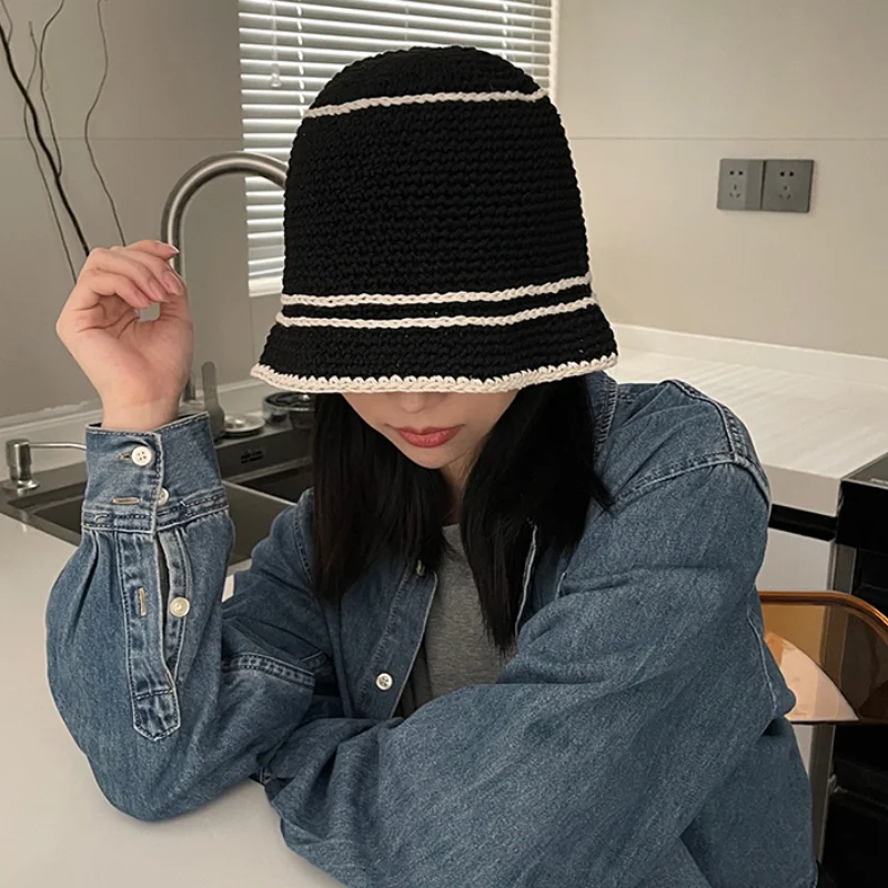 

Панама женская вязаная крючком, японская шапка для отдыха на открытом воздухе, в стиле ретро, Осень-зима