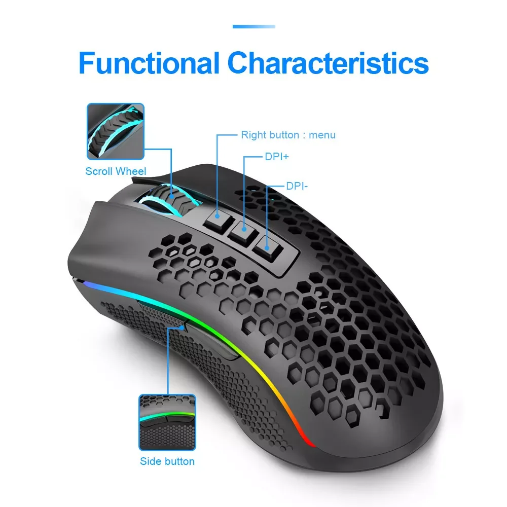 

2023 Redragon Storm Pro M808-KS RGB USB 2.4G Wireless Gaming Mouse 16000 DPI Programmable ergonomic for gamer Mice laptop PC pla