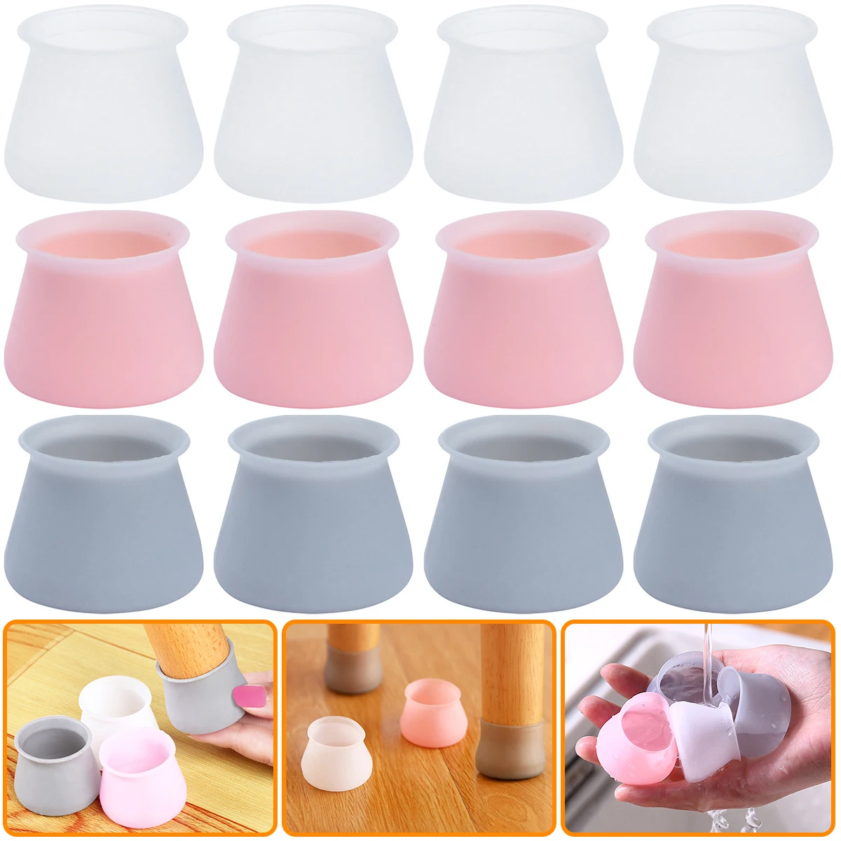 8/16/24Pcs Silicone Chair Leg Cover Non-slip Furniture Feet Caps Round Table Foot Protector Pad Floor Safely Mat for Home Decor