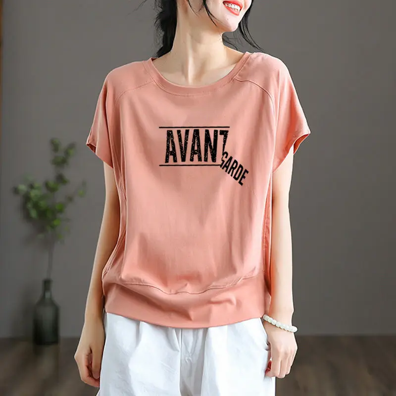 

Fashion O-Neck All-match Printed Letter Blouse Women's Clothing 2023 Summer New Oversized Casual Pullovers Loose Korean Shirt