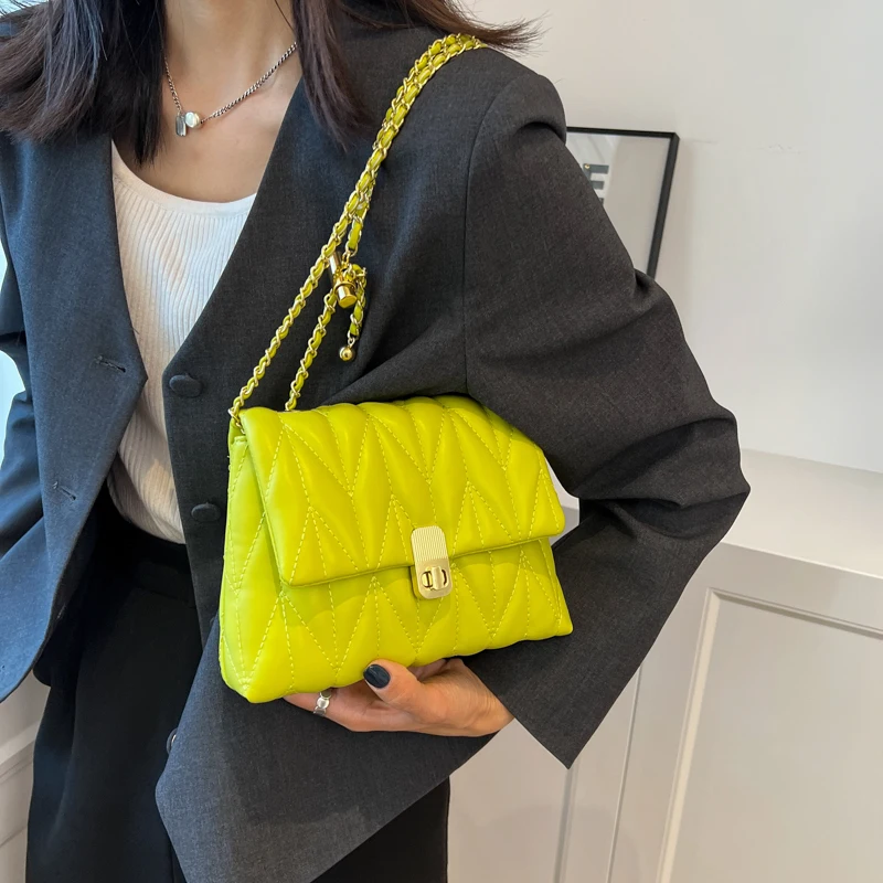 

2022 PU Leather Crossbody Bags for Women Tendencia Summer Hit Simple Fashion Chain Shoulder Bag Lady Luxury Small Handbags