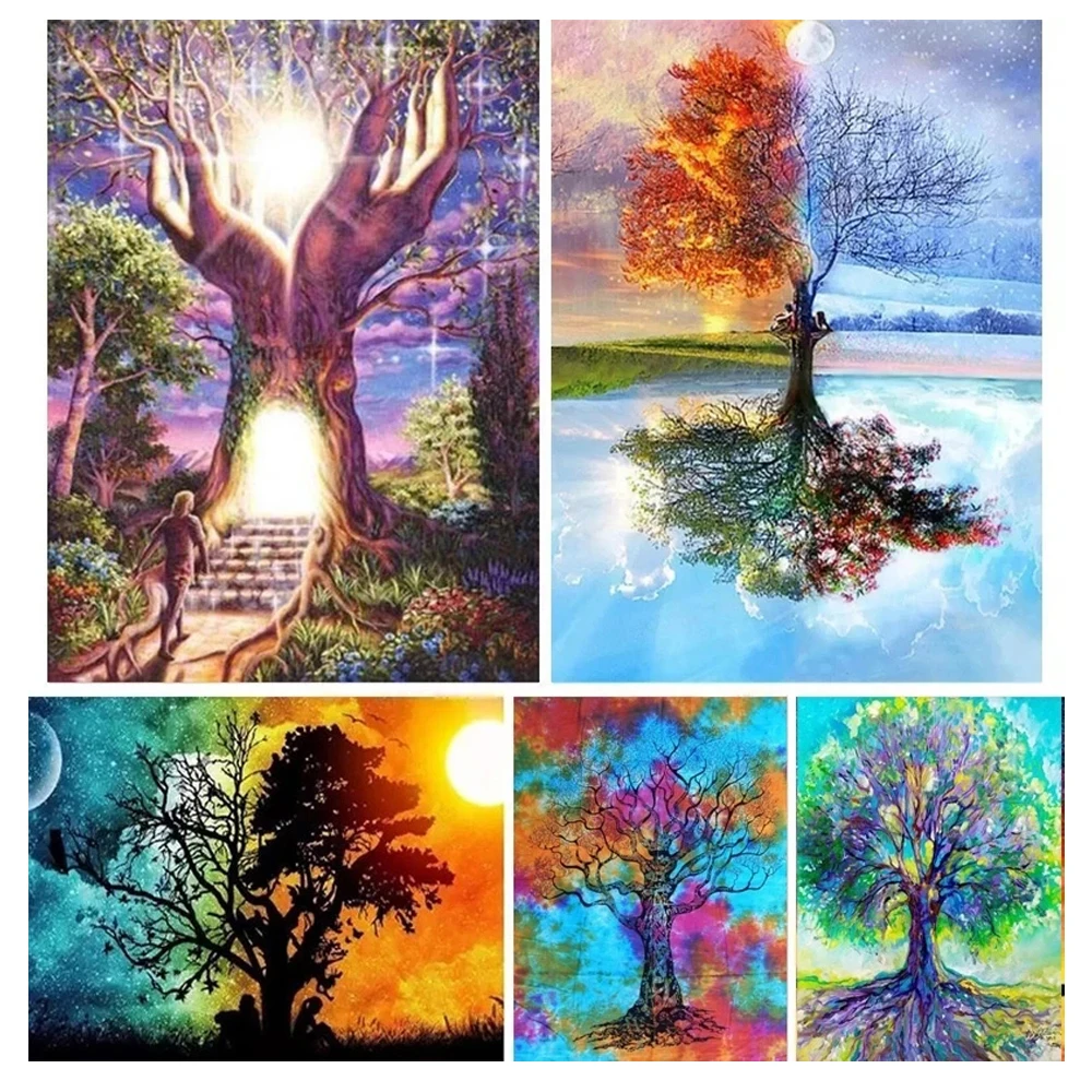 

Full Round/Square Diamond Painting Four Seasons Tree Landscape Diy Cross Stitch Mosaic Picture 5D Diamond Embroidery Handicrafts