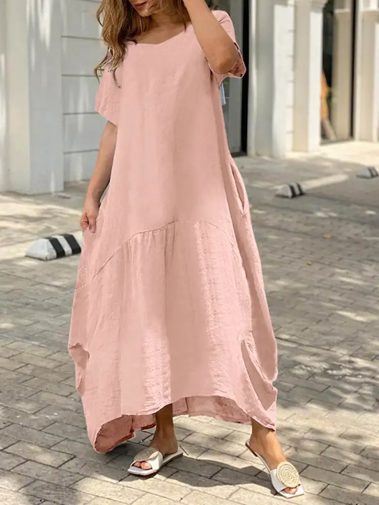 

Summer Dress VONDA 2022 Bohemian Women Casual Short Sleeve Maxi Robe Dress Femme Sundress Ladies Loose Long Vestidos Oversized