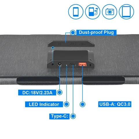 Складная солнечная панель IP65, 60 Вт
