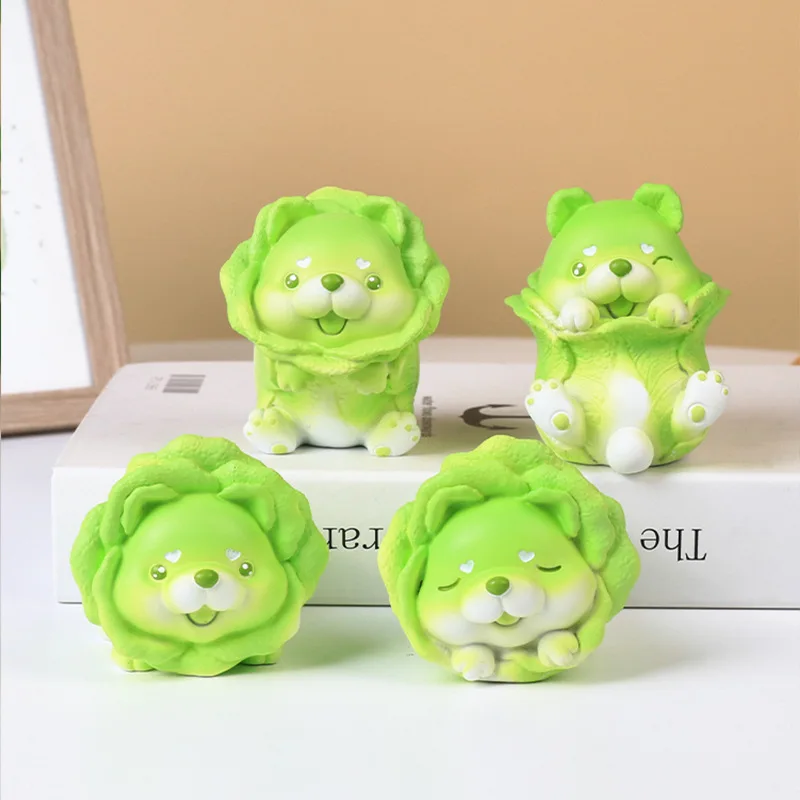 

Creative Cute Cartoon Cabbage Dog Small Animal Doll Resin Crafts Small Ornaments Room Table Decoration Furnishings