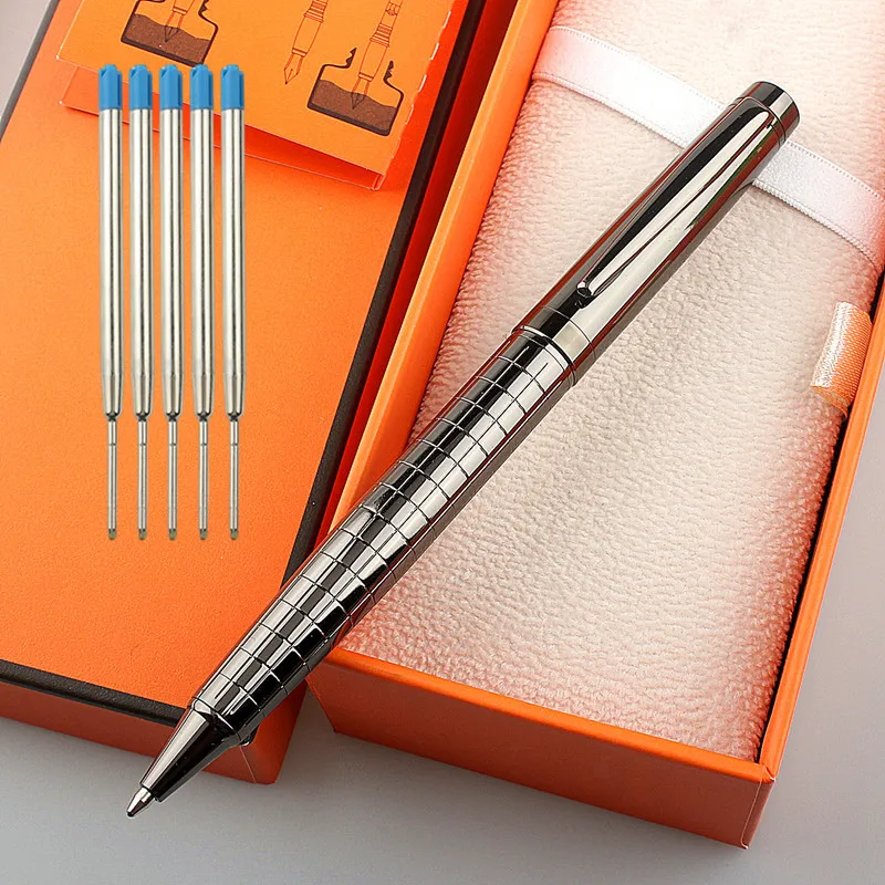 

Роскошная качественная шариковая ручка серого цвета для бизнеса и офиса, новинка, школьные канцелярские принадлежности для учеников, ручки для письма, 856
