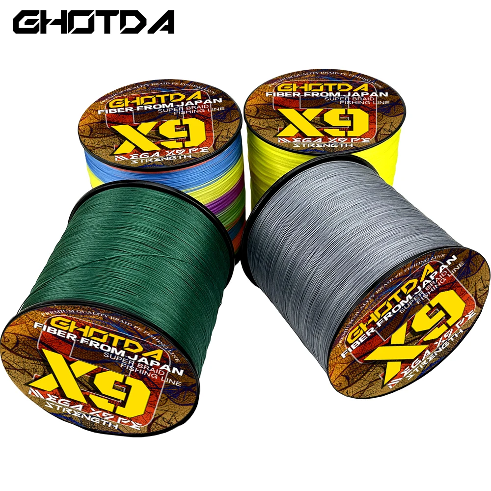 

GHOTDA New X9 Super Strong 9 Strands Braided Fishing Line 1000M 500M 300M Multifilament PE Line Saltwater Fishing Tackle
