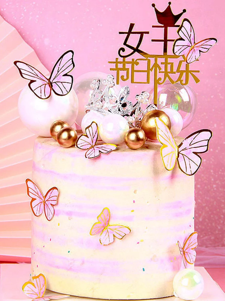 

Hot Butterfly Combo Baking Cake Decorating Pink Purple Butterfly Birthday Party Wedding Decorations Baby Shower Dessert Dress Up