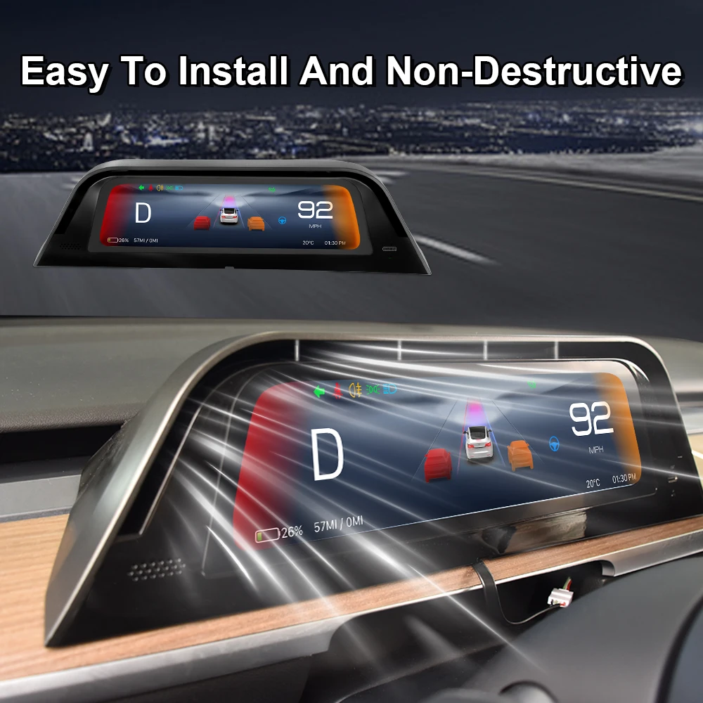 Фото Экран Onlysay 9.6'' для приборной панели Tesla Model Y Juniper 2026, совместимый с Model 3 Highland, поддерживает беспроводной CarPlay и Android Auto, HUD №5